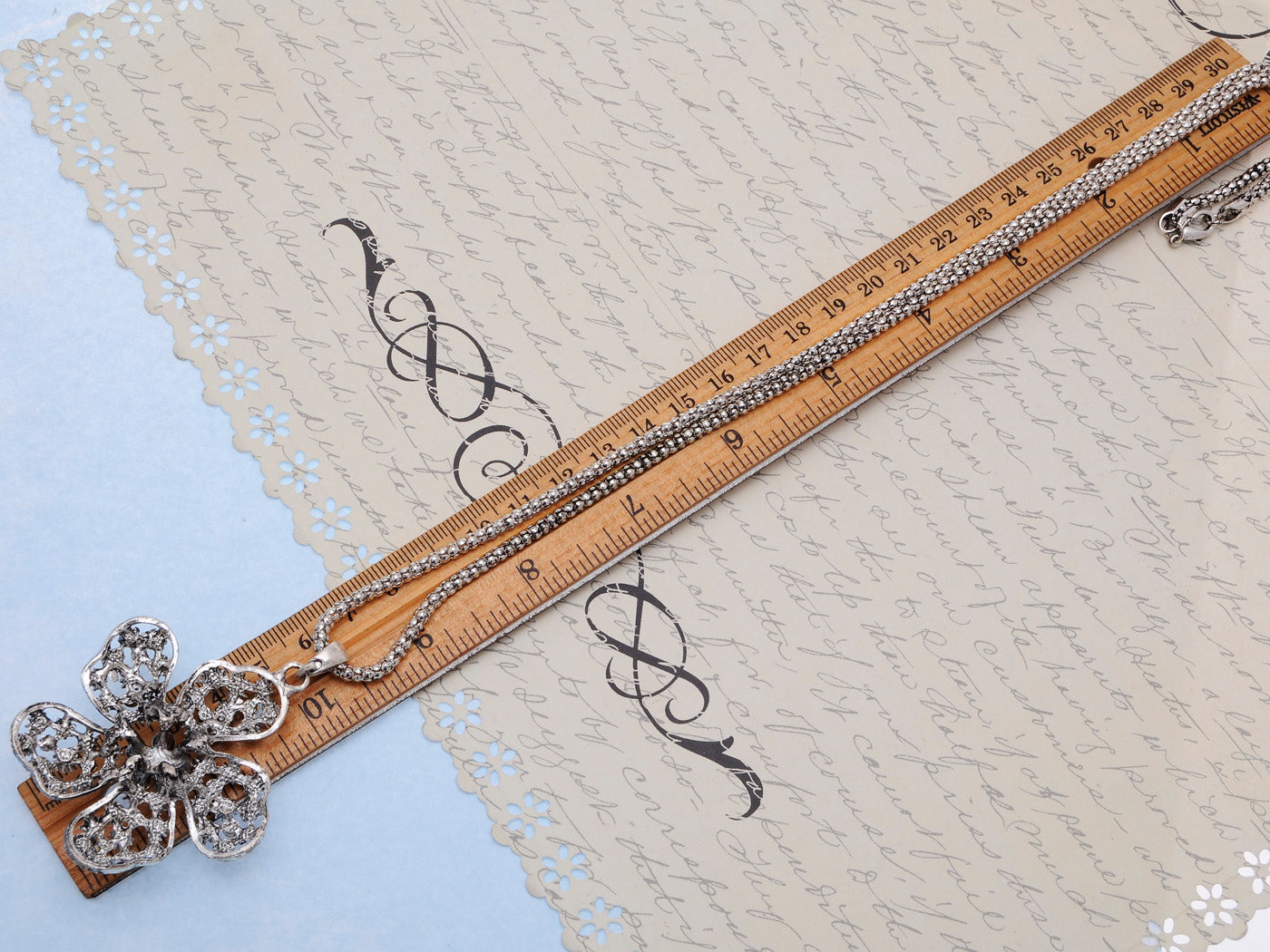 Pastel Color Petals Filigree Petunia Flower Floral Pendant Necklace