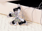 Abalone Colored Black White Butterfly Pendant Necklace