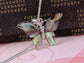 Silver Abalone Colored Butterfly Insect Wings Pendant Necklace