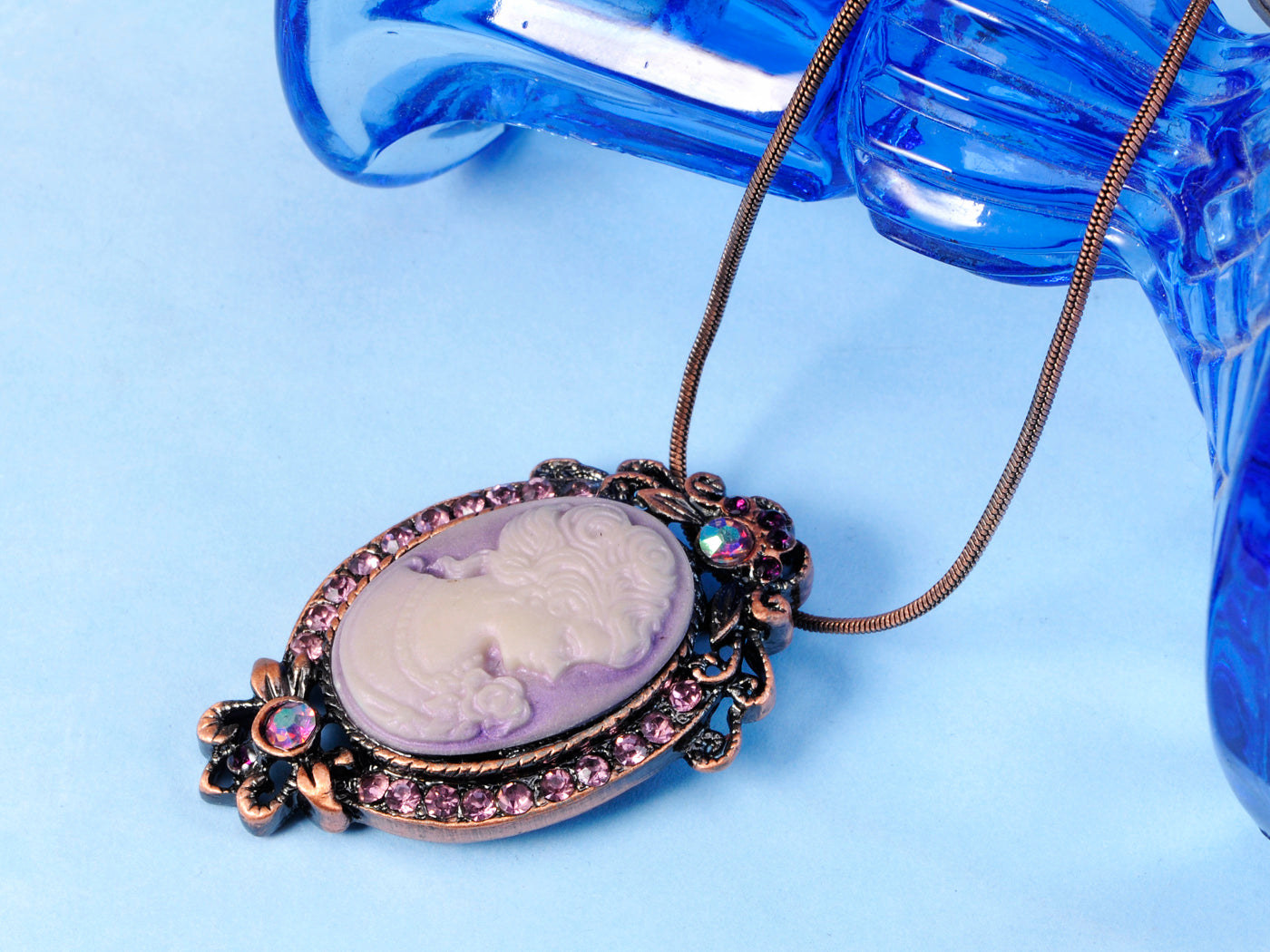 Gun Cameo Lady Victorian Pendant Necklace