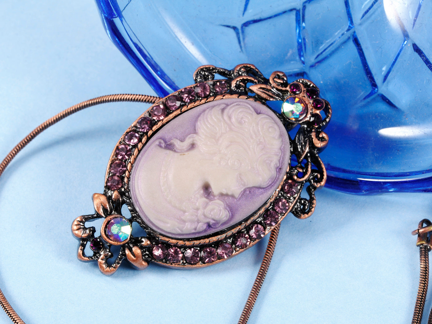 Gun Cameo Lady Victorian Pendant Necklace