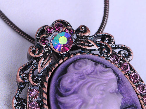 Gun Cameo Lady Victorian Pendant Necklace