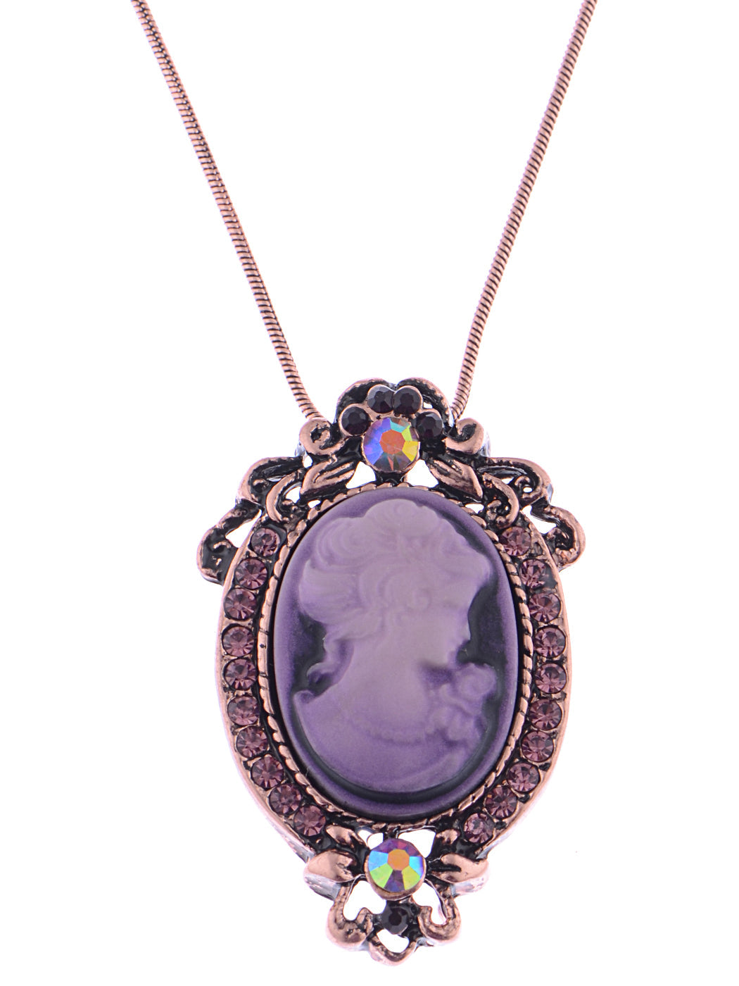 Gun Cameo Lady Victorian Pendant Necklace