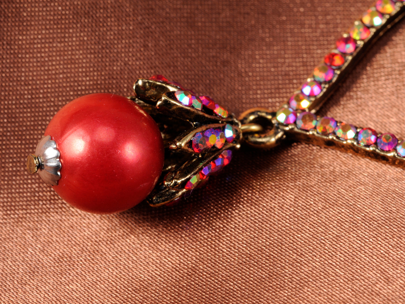 Peacock Bird Encrusted Necklace W Opalescent Ss