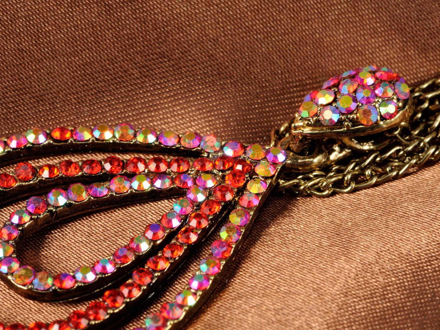 Peacock Bird Encrusted Necklace W Opalescent Ss