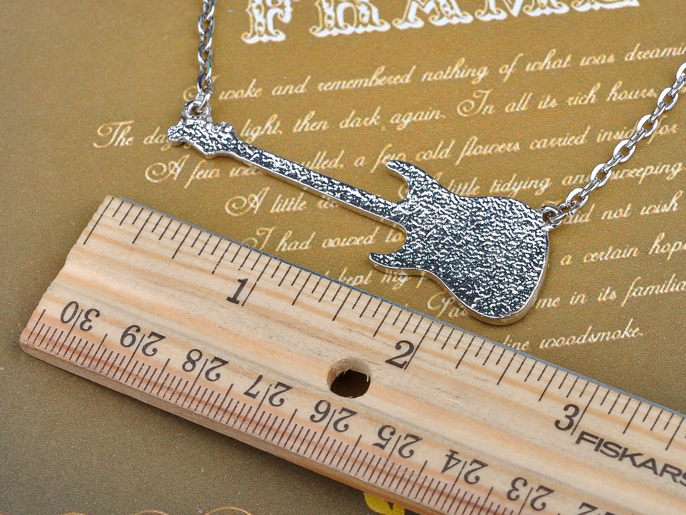Fun Enamel Painted Rockstar Guitar Pendant Necklace