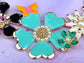 Enamel Flower And Butterfly Bib Statement Necklace Pearl