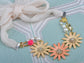 Beautiful Nude Enamel Painted Fancy Spring Floral Flower Ribbon Bib Necklace