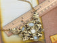 Antique Pearl Floral Flower Cream Rose Bib Necklace