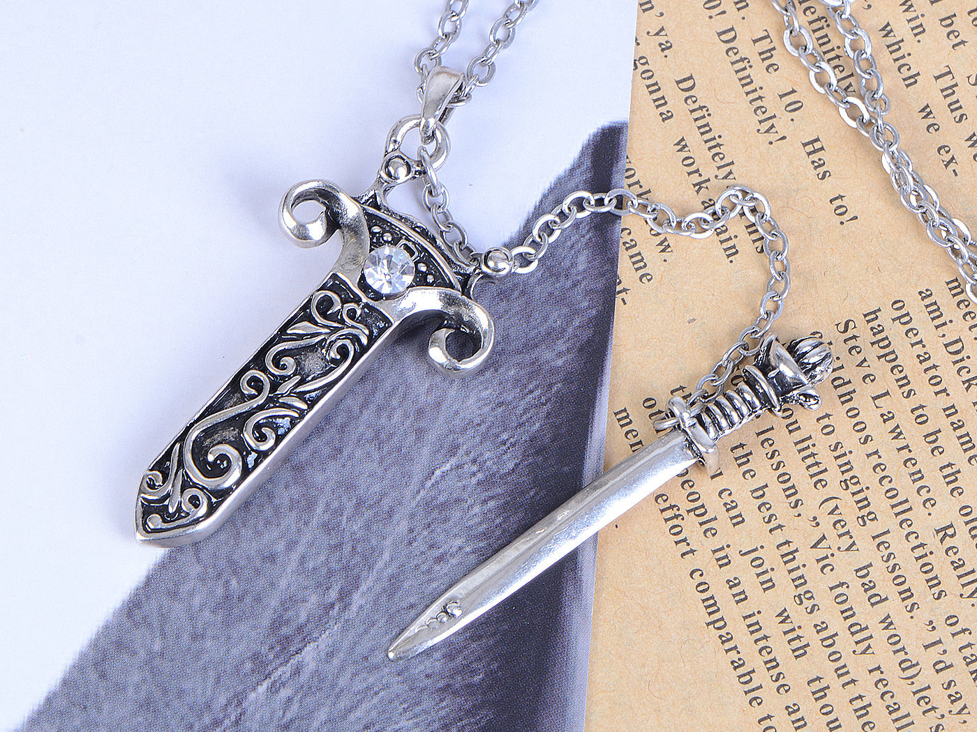 Antique Fantasy Medieval Renaissance Removable Scabbard Rune Sword Dagger Pendant Necklace