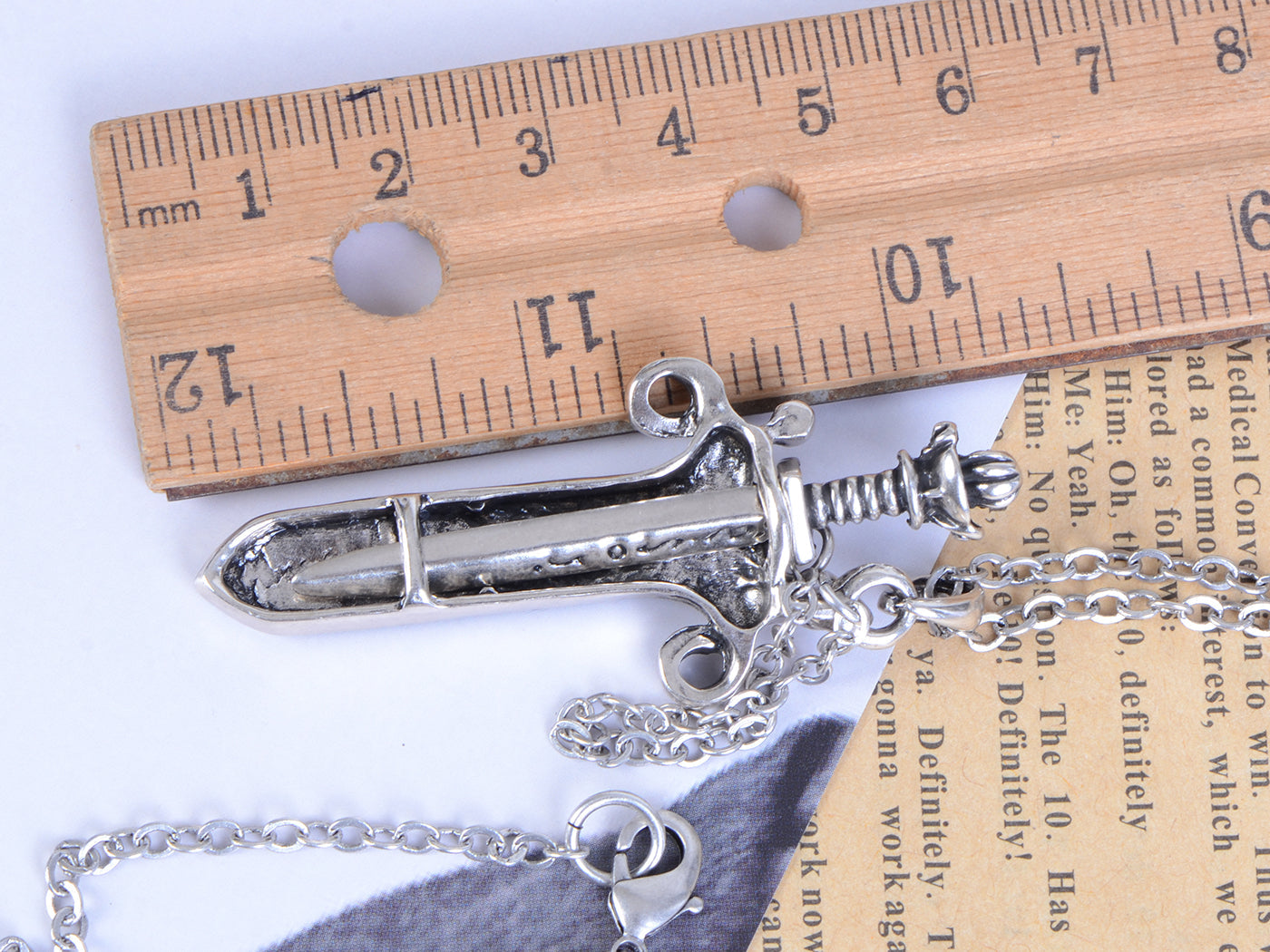 Antique Fantasy Medieval Renaissance Removable Scabbard Rune Sword Dagger Pendant Necklace