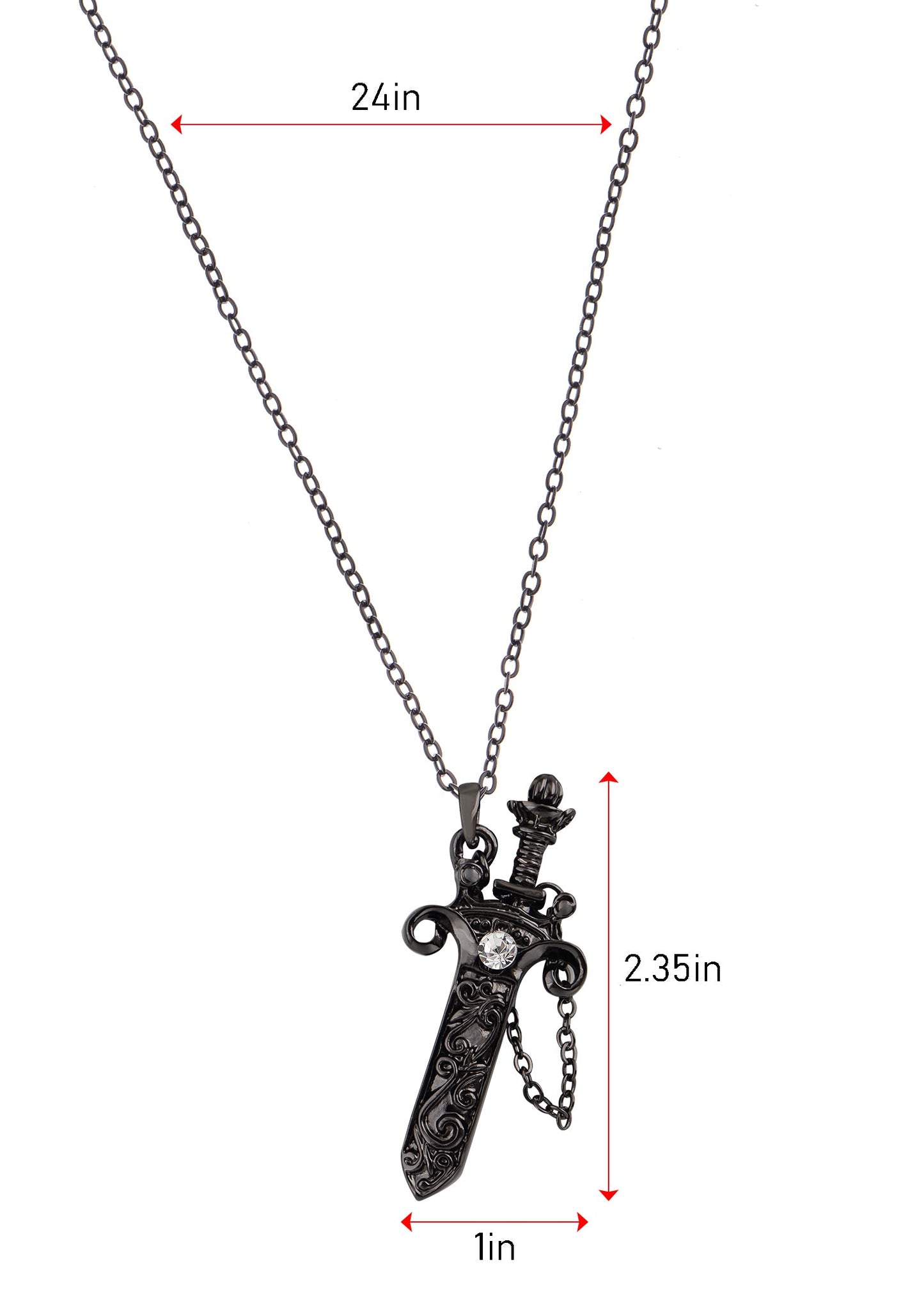 Antique Fantasy Medieval Renaissance Removable Scabbard Rune Sword Dagger Pendant Necklace