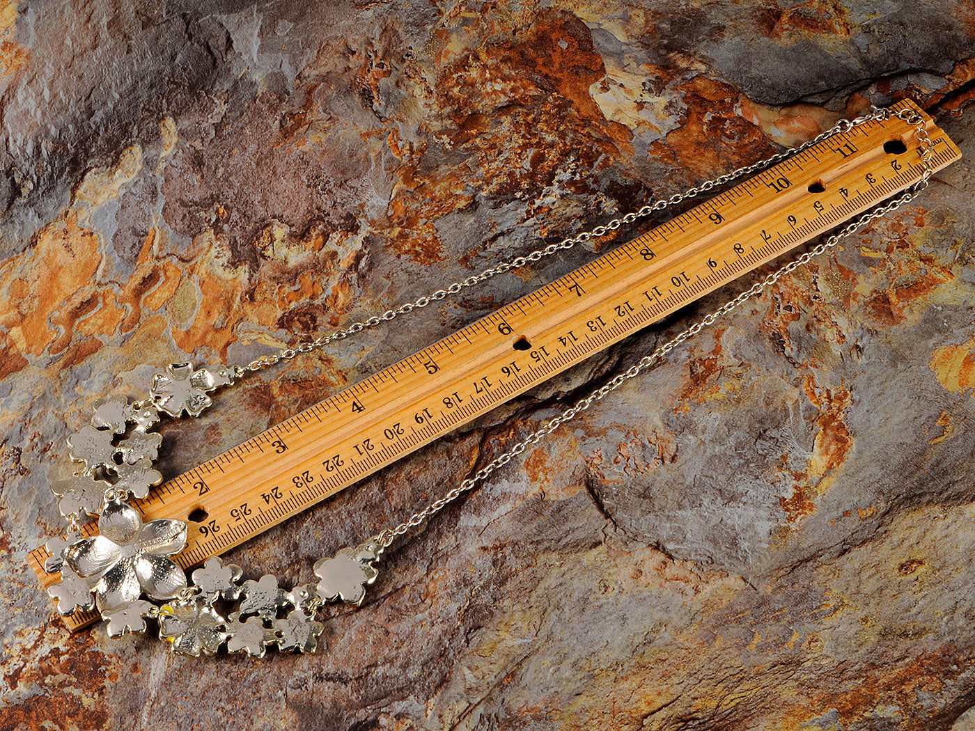 Enamel Flower And Butterfly Bib Statement Necklace Pearl