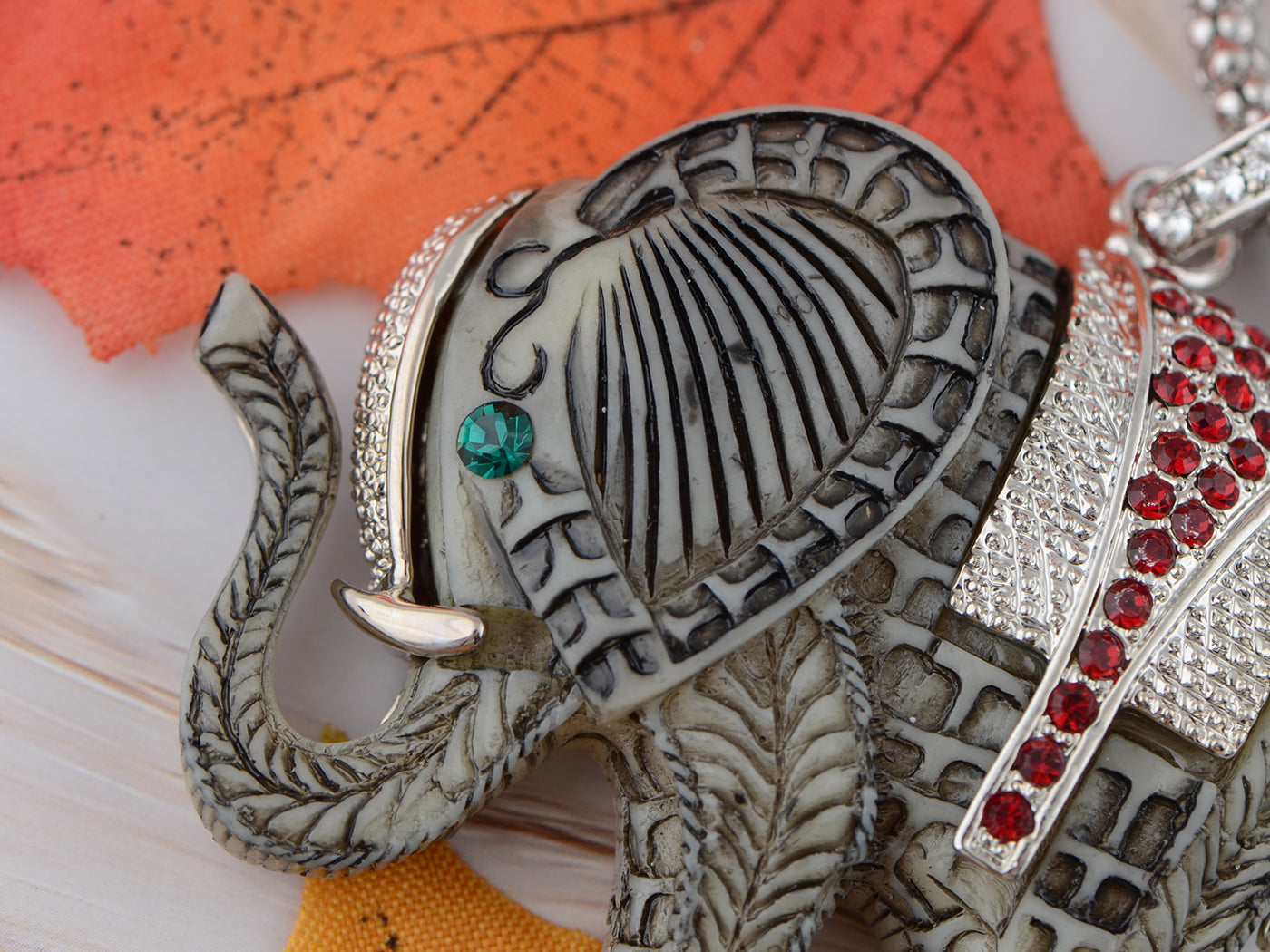 Elephant Reproduction Carved Animal Pendant Necklace