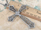 Leaf Ended Cross Vines Element Gothic Fleur De Lis Necklace