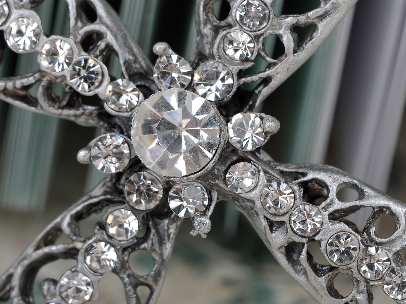 Leaf Ended Cross Vines Element Gothic Fleur De Lis Necklace