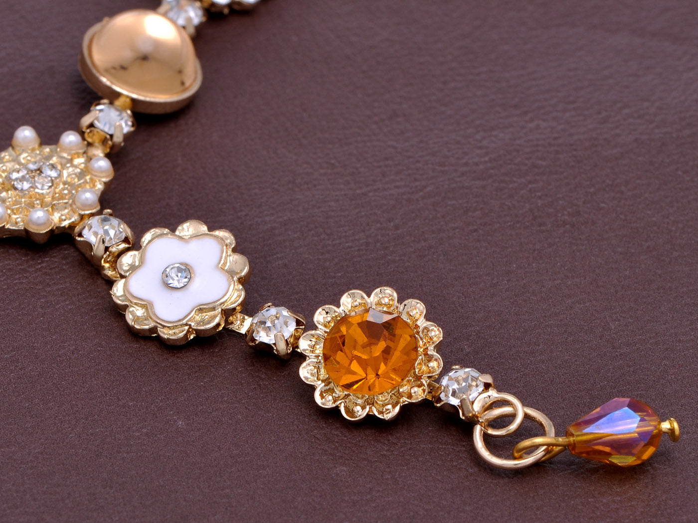 Topaz Dainty Flowers Y Shaped Necklace