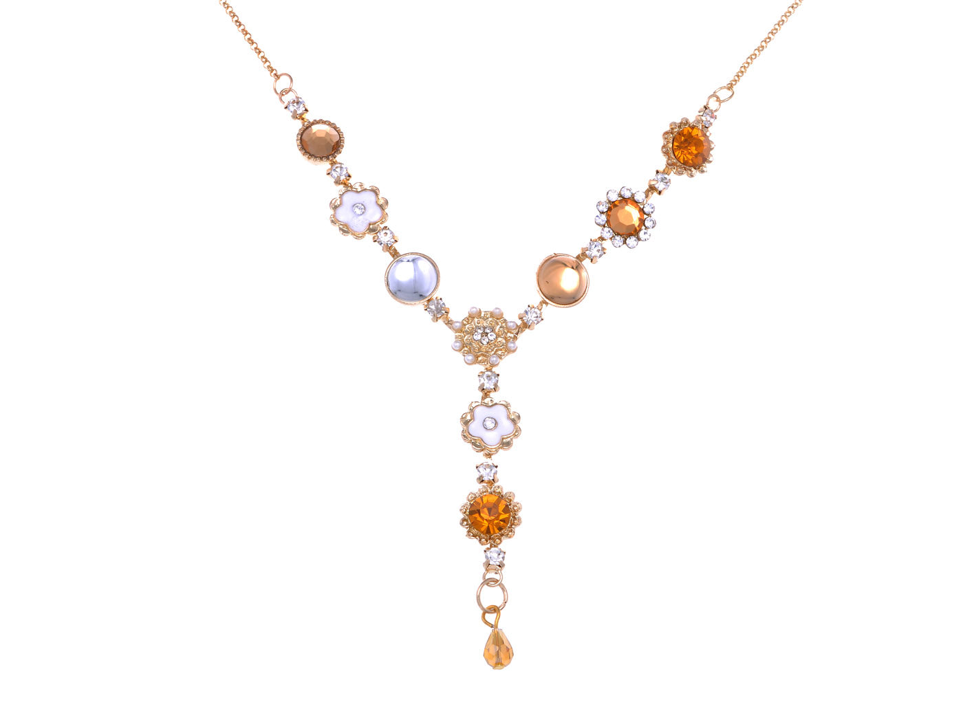 Topaz Dainty Flowers Y Shaped Necklace