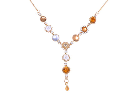 Topaz Dainty Flowers Y Shaped Necklace