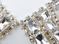 Diamond Colored Mimic Statement Loud Tuxedo Bowtie Necklace