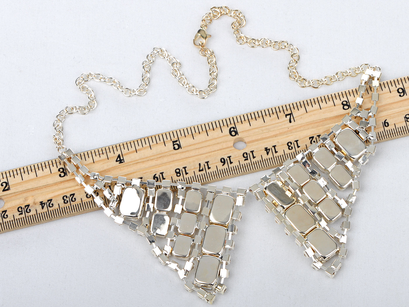 Diamond Colored Mimic Statement Loud Tuxedo Bowtie Necklace