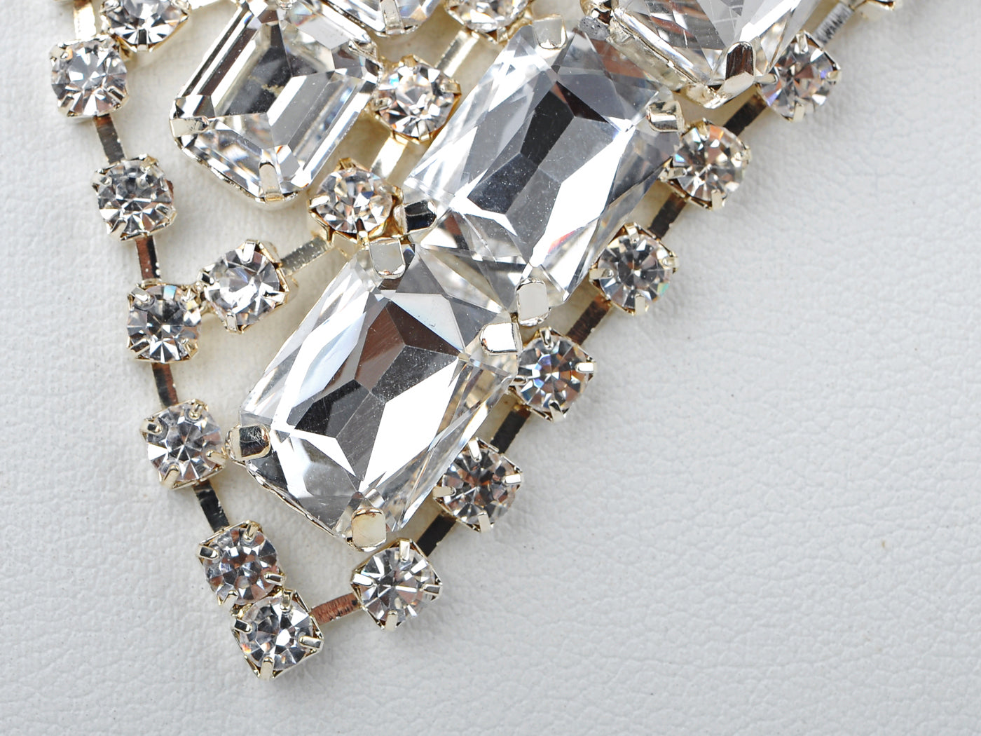 Diamond Colored Mimic Statement Loud Tuxedo Bowtie Necklace