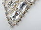 Diamond Colored Mimic Statement Loud Tuxedo Bowtie Necklace
