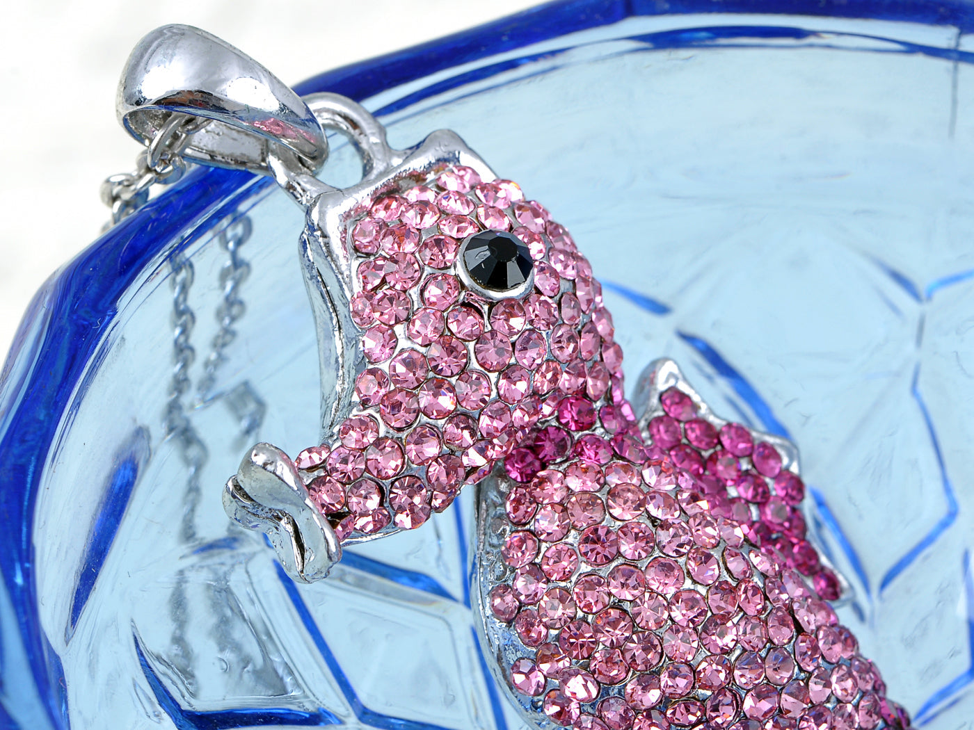 Hot Pink Coloured Adorable Puckering Seahorse Ocean Creature Pendant Necklace