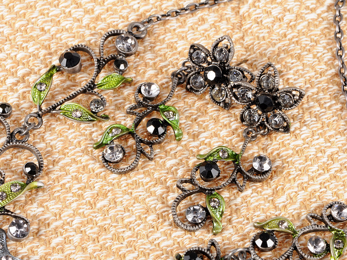 Periodot Grey Butterfly Nature Gun Esque Necklace Earring Set