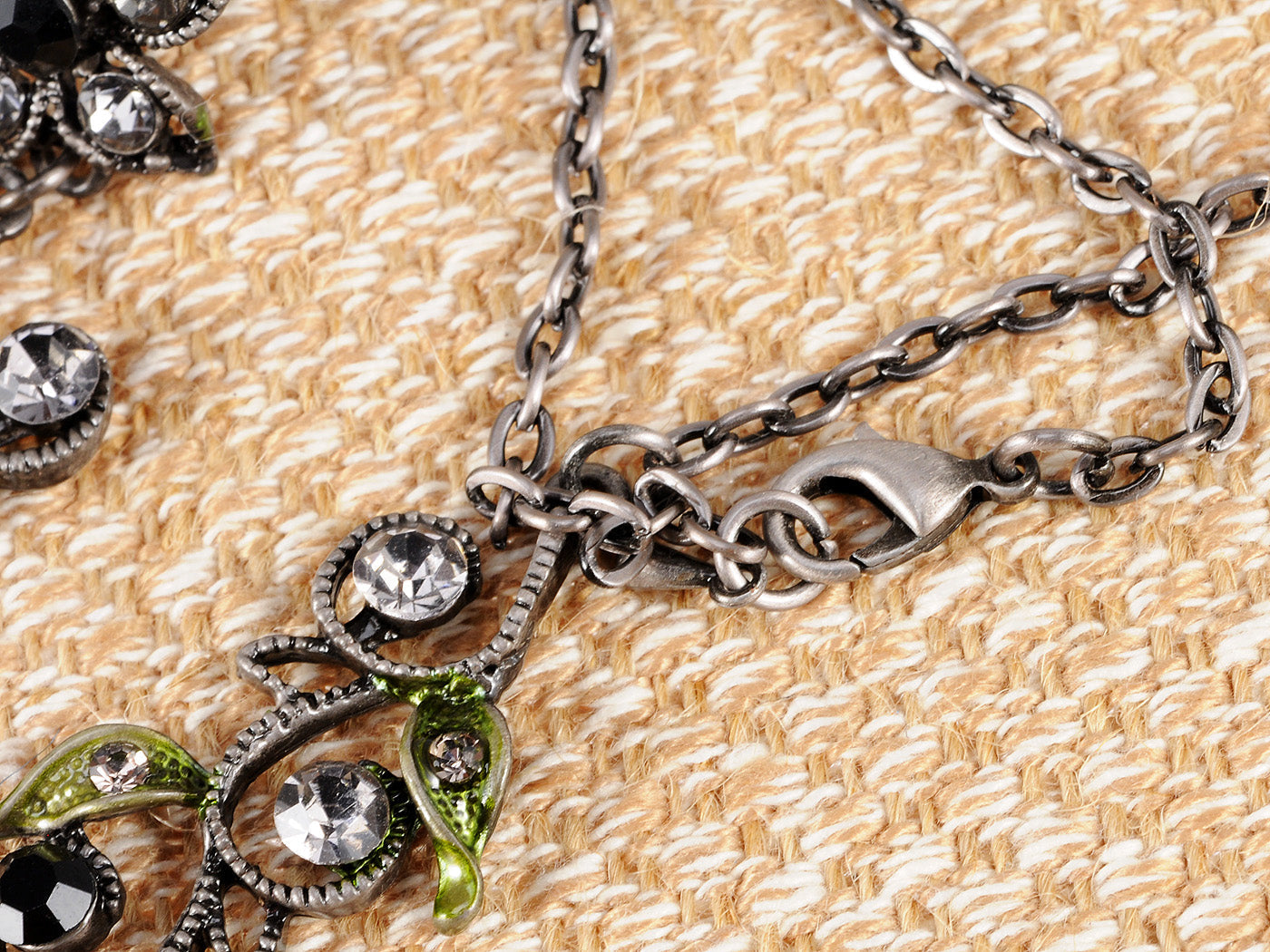 Periodot Grey Butterfly Nature Gun Esque Necklace Earring Set