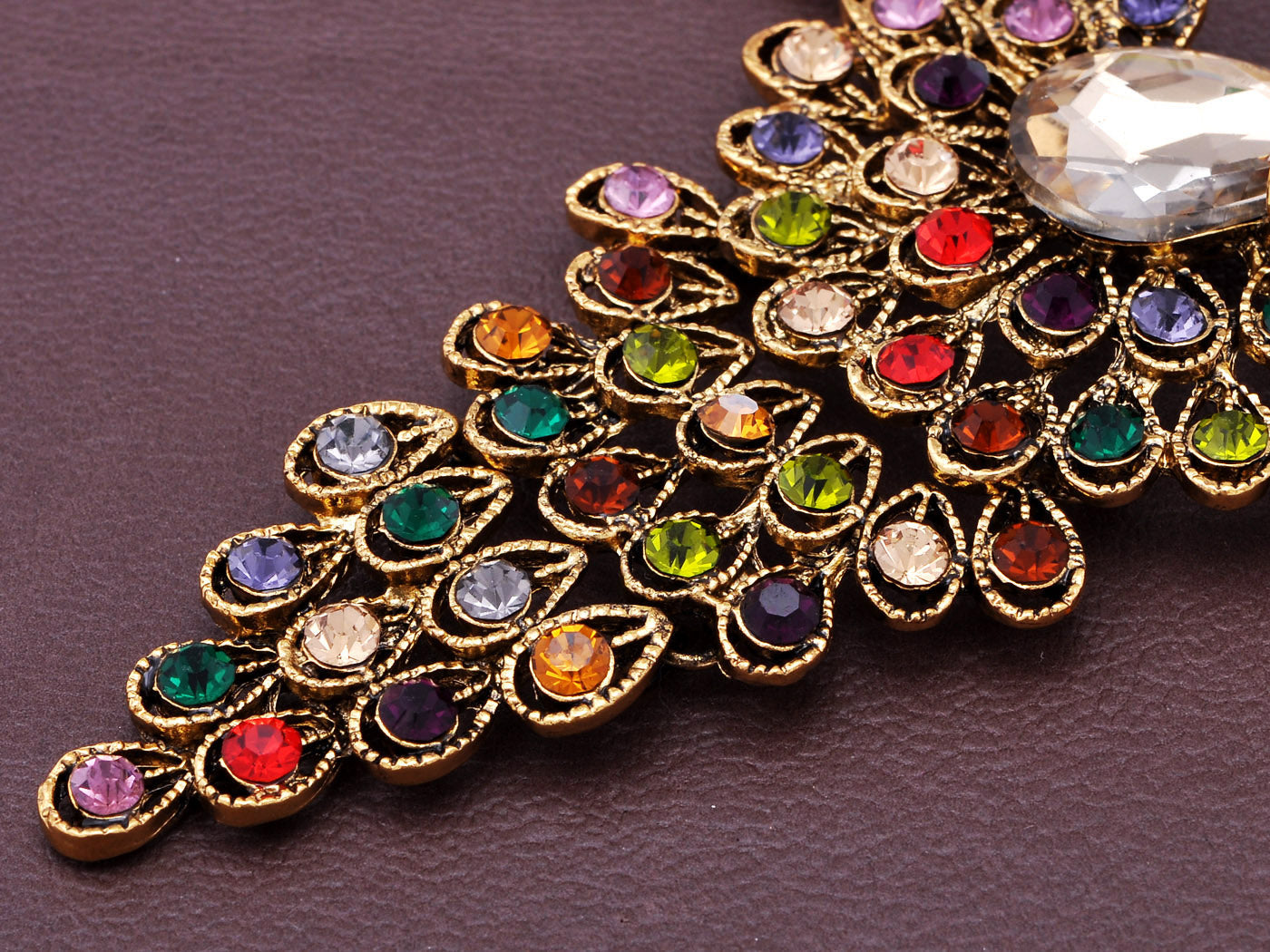 Ornate Multicolored Adorned Peacock Chain Necklace