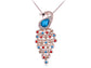 Swarovski Crystal Faux Pearl Light Blue Feather Peacock Pendant Necklace