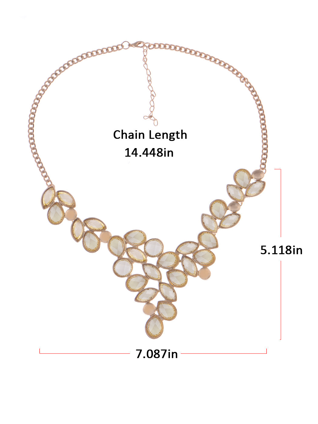 Rose Gold Champagne Teardrop Cluster Statement Bib Pendant Necklace