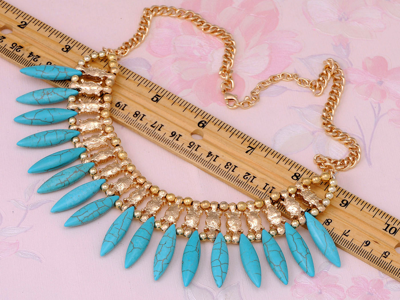 Turquoise Beads Spike Design Necklace