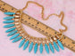 Turquoise Beads Spike Design Necklace
