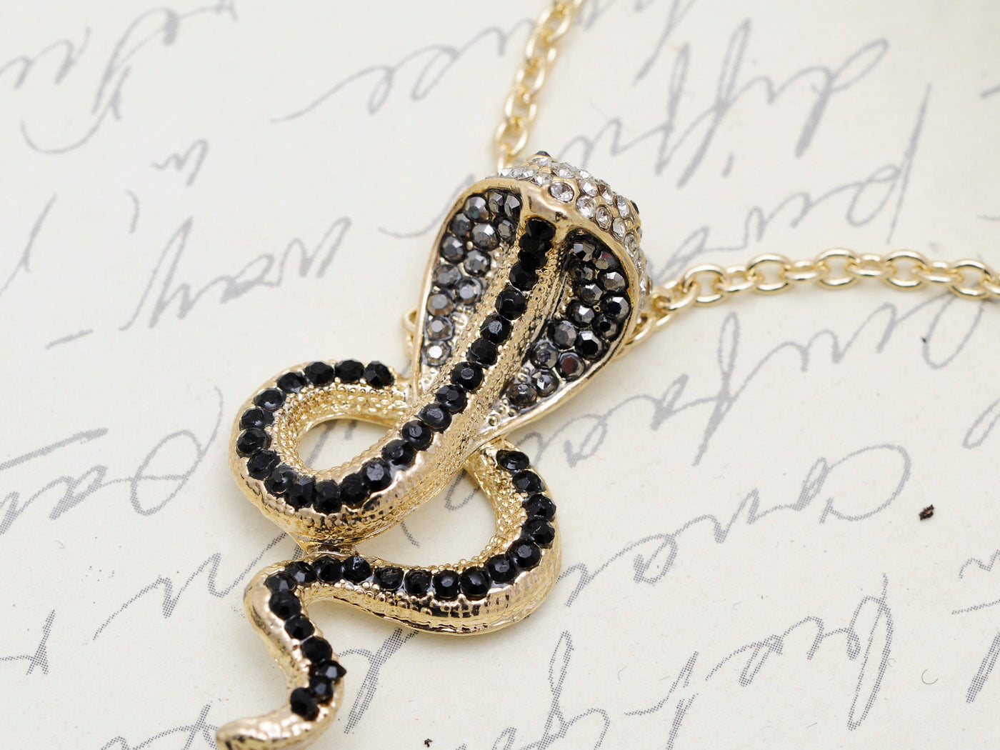 Sleek Cobra Diamond And Black Onyx Chain Necklace