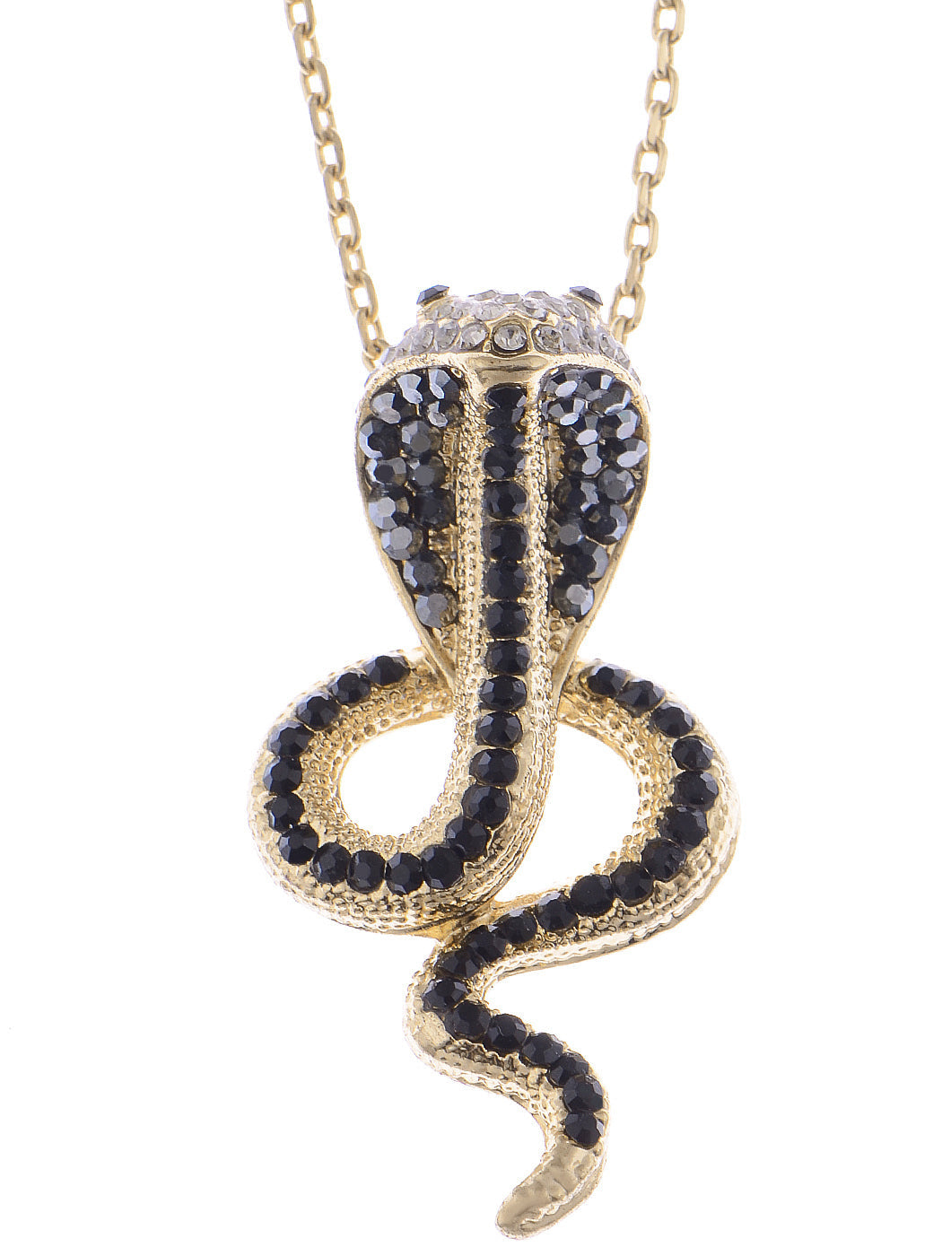 Sleek Cobra Diamond And Black Onyx Chain Necklace