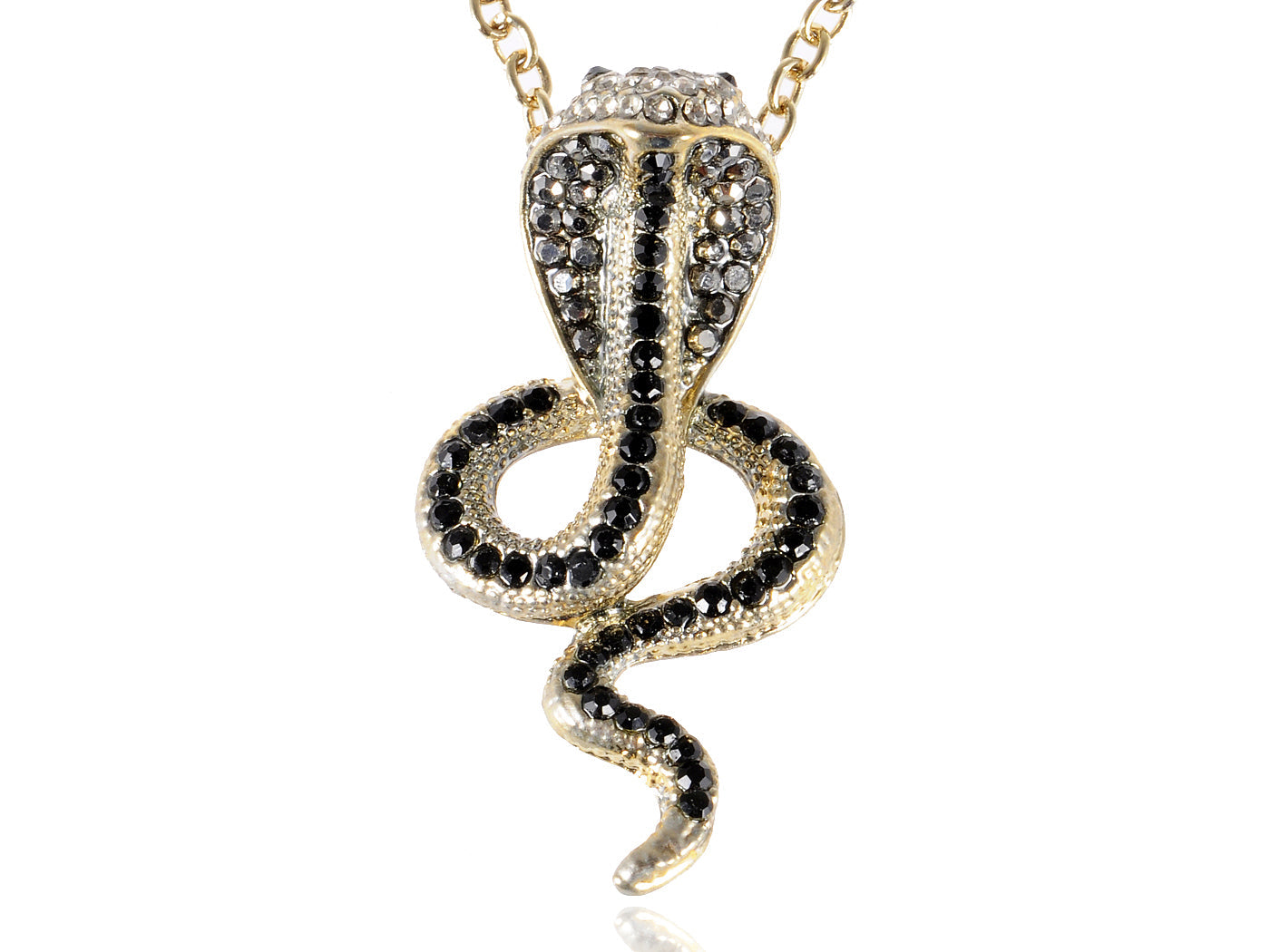 Sleek Cobra Diamond And Black Onyx Chain Necklace