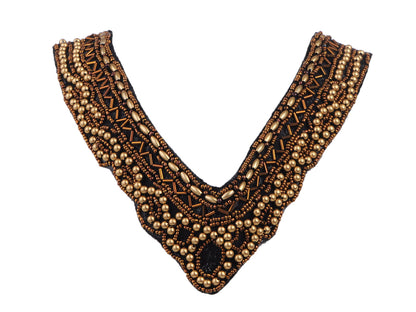 Tribal Ethnic Beaded V Cut Ribbon Statement Bib Necklace