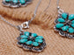 Flower Turquoise Gray Necklace Earring Set