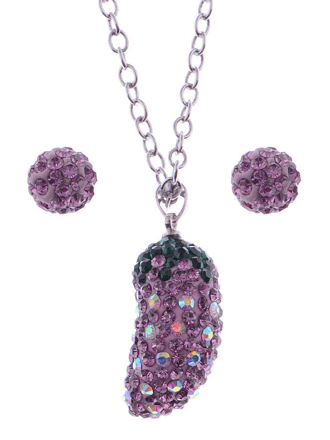 Amethyst Purple Emerald Eggplant Pendant Earring Set