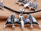 Abalone Colored Bat Vampire Necklace & Earrings Halloween Set