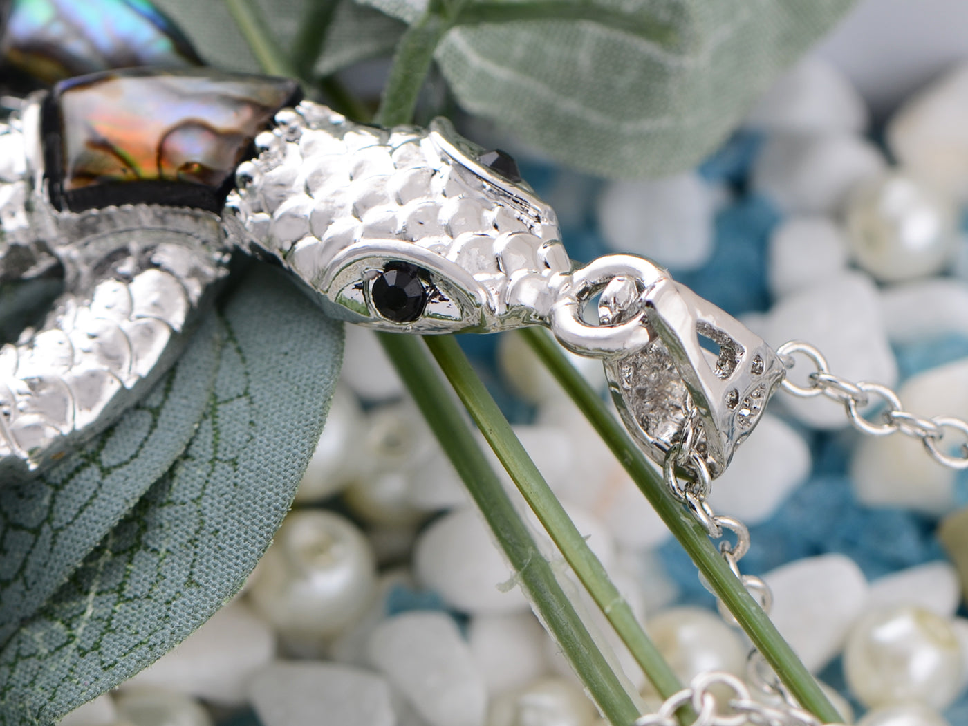 Spiraled Abalone Patch Body Snake Pendant