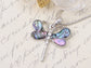 Silver Abalone Colored Butterfly Insect Wings Pendant Necklace