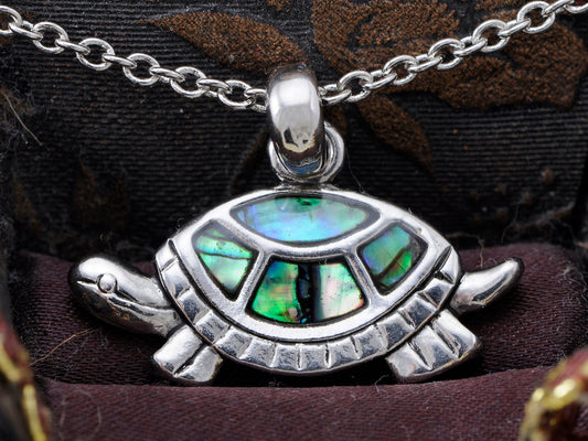 Abalone Shell Happy Walking Turtle Necklace