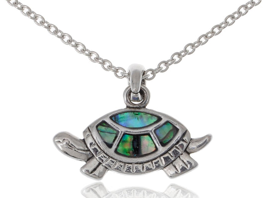 Abalone Shell Happy Walking Turtle Necklace