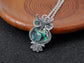 Abalone Colored Owl Bird Necklace Earrings Set