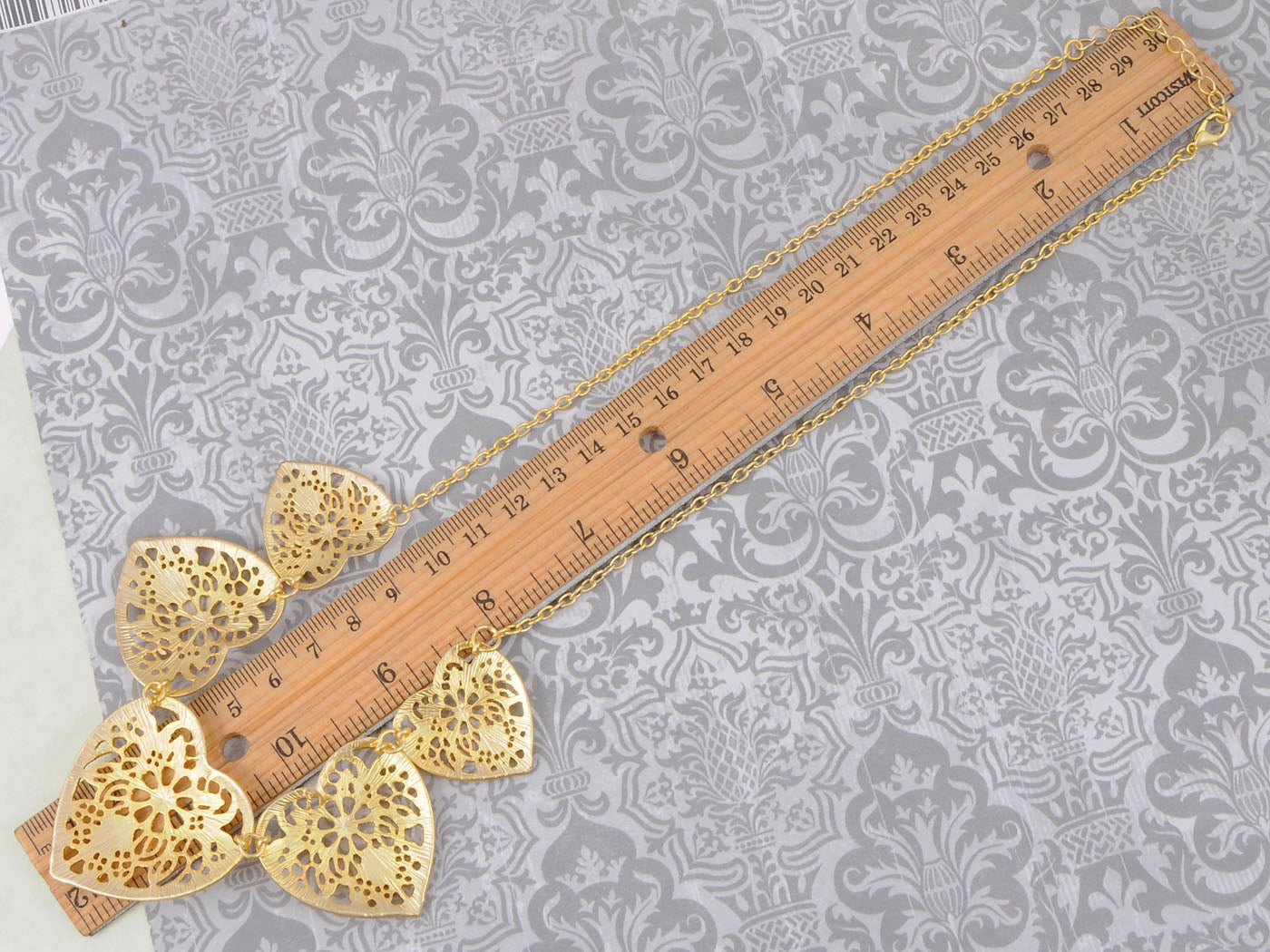 Matte Gold Contemporary Floral Heart Necklace