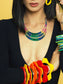 Matte Filigree Floral Cut Out Statement Bib Collar Necklace