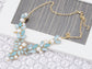 Light Turquoise Colored Ss Pearl Spring Bib Necklace
